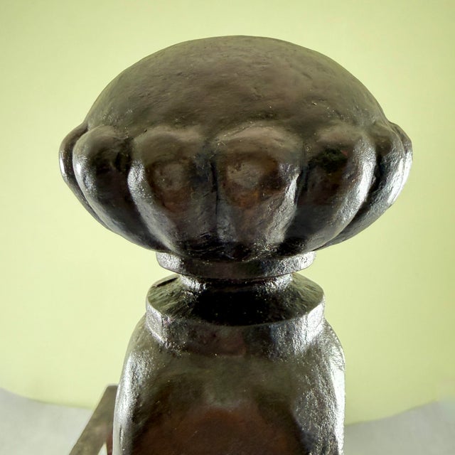 Arts & Crafts Cahill Ironworks Arts & Crafts Period Andirons, Signed. For Sale - Image 3 of 12