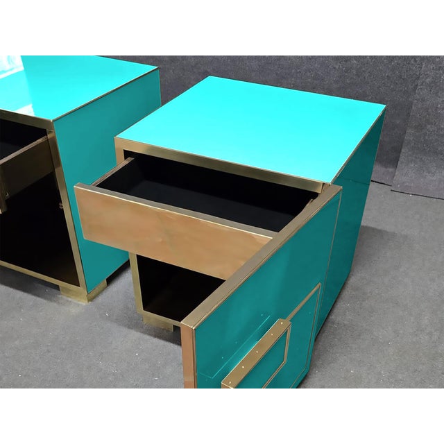 Murano Glass and Brass Nightstands from Justfurnituress, Set of 2 For Sale - Image 6 of 7