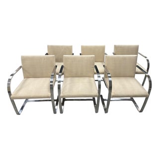 1960s Mies Van Der Rohe Brno Flat Bar Chairs by Treitel-Gratz, Set of 6 For Sale