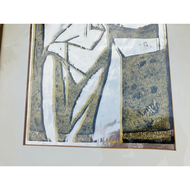 Modernist Female Figure Dated 1969, Framed For Sale - Image 4 of 6