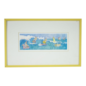 "Surfing Bunnies" - Lithograph Signed Print