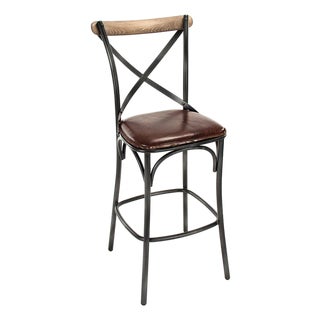Zain Bar Stool - Dark Brown Leatherette / Black Metal Frame For Sale