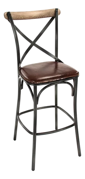 Zain Bar Stool - Dark Brown Leatherette / Black Metal Frame