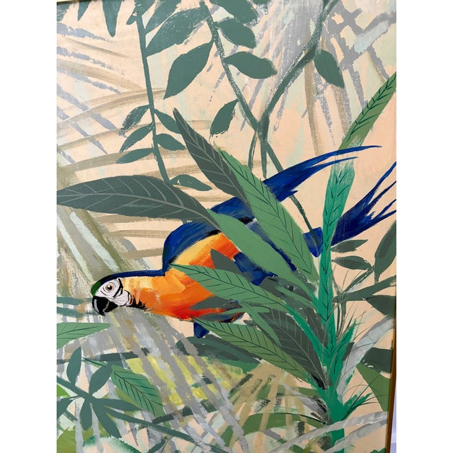 Lee Reynolds 1960s Lee Reynolds Studio Painting of Two Macaw Birds in a Tropical Setting For Sale - Image 4 of 5