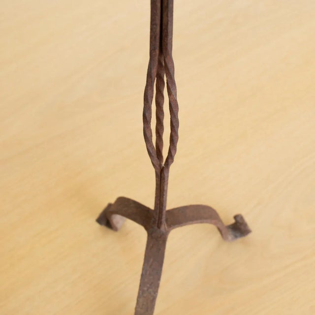 Black 1940s Tall French Iron Candlestick For Sale - Image 8 of 9