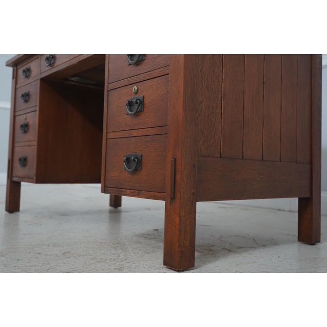 Stickley Mission Oak Arts & Crafts Executive Desk For Sale - Image 10 of 18