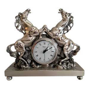 Late 20th Century Ottaviani Sterling Silver Stallion Clock