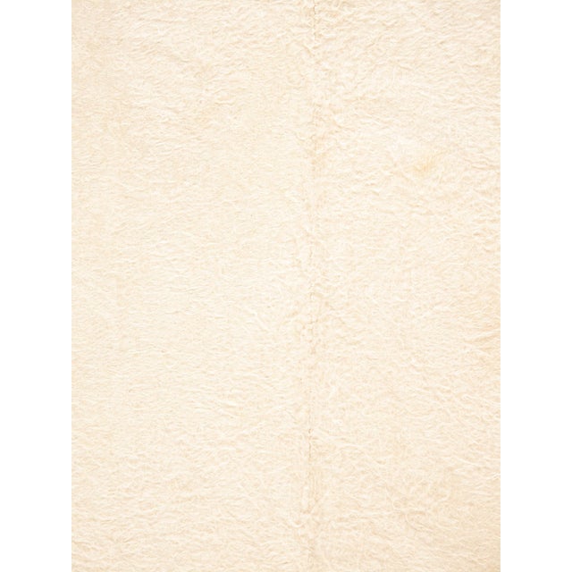 Vintage Ivory Turkish Mohair Flat-Weave Rug 5′ × 6′5 For Sale - Image 4 of 5