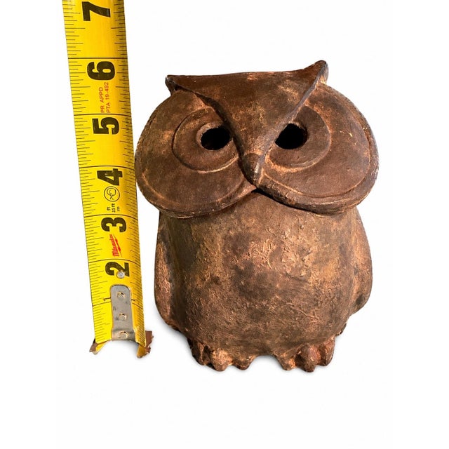 1960s 1960s Mid-Century Japanese Cast-Iron Owl Incense Burner/Oil Lamp With Removable Head For Sale - Image 5 of 5
