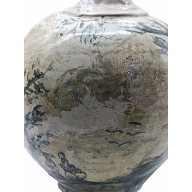 Hand-Painted Majolica Ceramic Bottle, 1890s For Sale - Image 9 of 11