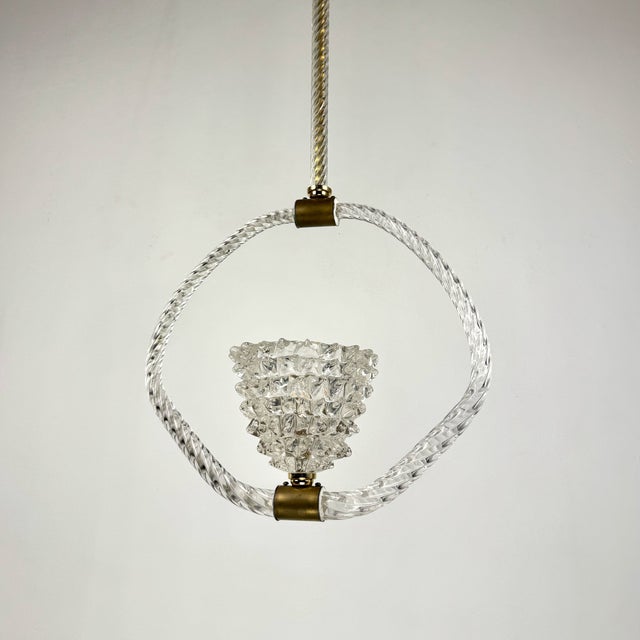 Rostrato Murano Glass Pendant Lamp attributed to Barovier Toso, Italy, 1940s For Sale - Image 6 of 12