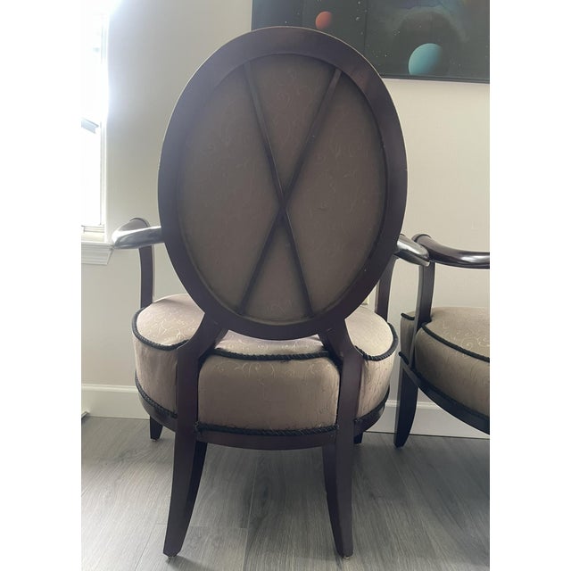 Baker Furniture Company 1990s Barbara Barry X-Frame Oval Back Armchairs- Set of 2 For Sale - Image 4 of 5