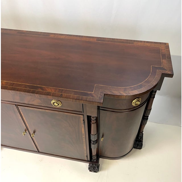 Late 20th Century Hickory Chair Federal Style Flame Mahogany & Inlaid Sideboard With Carved Paw Feet For Sale - Image 14 of 18