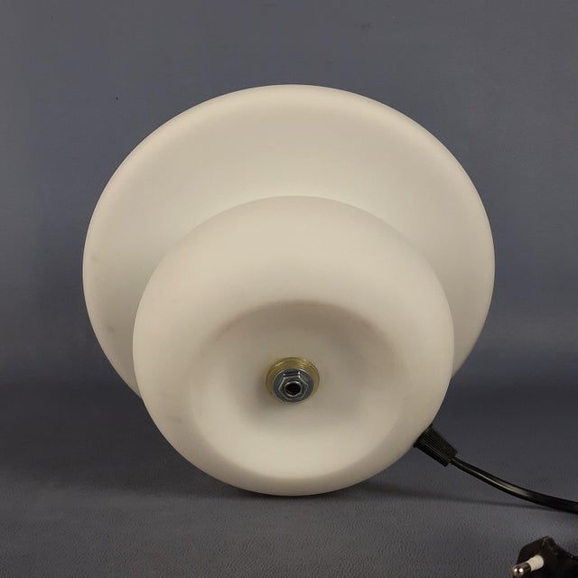 Mushroom Table Lamp in White Satin Glass, 1980s For Sale - Image 9 of 13