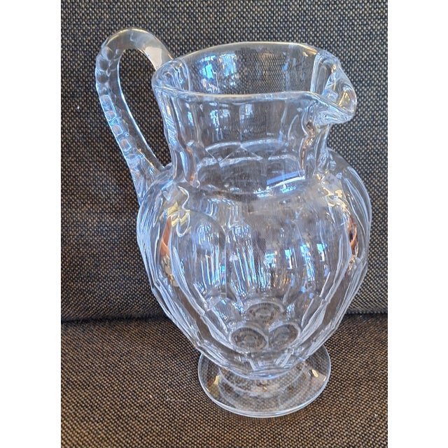 Vintage Scalloped Cut Crystal Glass Jug, 1950s For Sale - Image 4 of 4