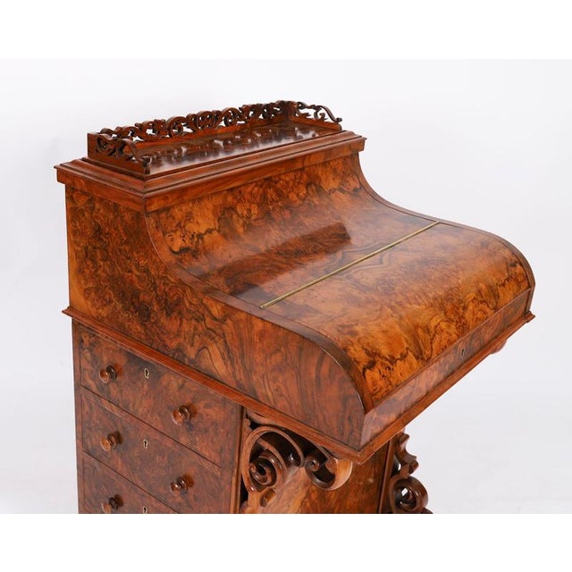 Antique 19th Century Victorian Burr Walnut Pop Up Davenport Desk, 1860s For Sale - Image 6 of 18