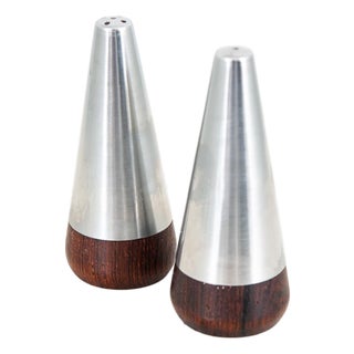 Mid 20th Century Danish Modern Salt Pepper Shaker Set Rosewood A&b Mobler Pair Two For Sale