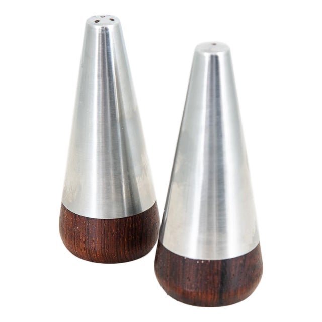 Mid 20th Century Danish Modern Salt Pepper Shaker Set Rosewood A&b Mobler Pair Two For Sale