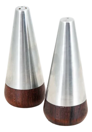 Mid 20th Century Danish Modern Salt Pepper Shaker Set Rosewood A&b Mobler Pair Two