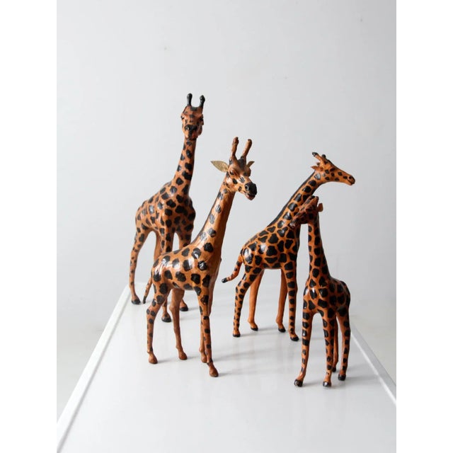 Brown Vintage Leather Giraffe Sculptures - Set of 4 For Sale - Image 8 of 11