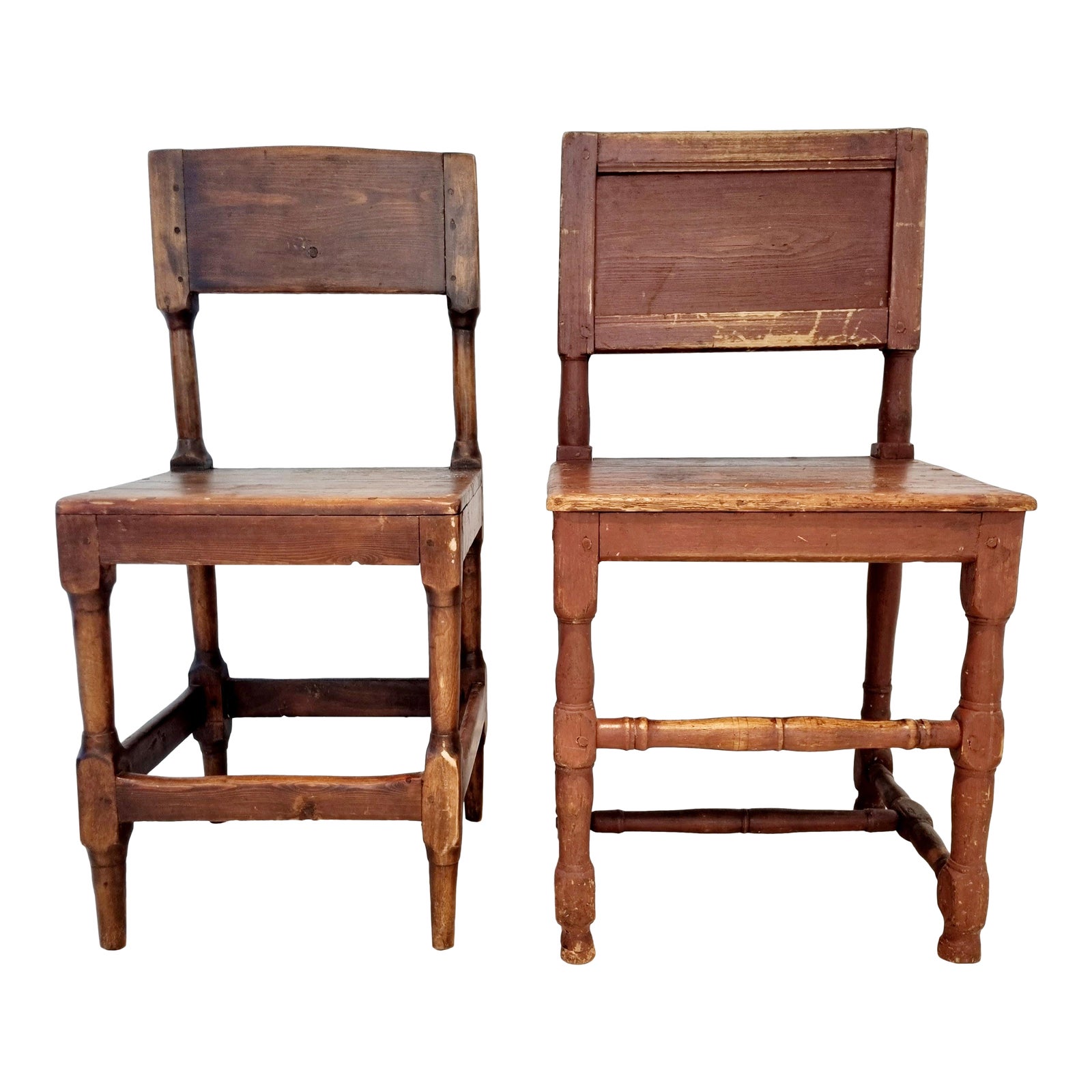 1800s Wooden Kitchen Chairs Barrock and Allmoge Style Set of 2 Chairish
