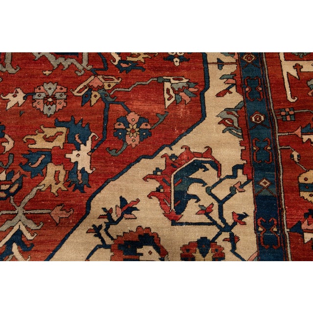 Orange Late 19th Century Persian Serapi Rug, 10' X 13' For Sale - Image 8 of 13