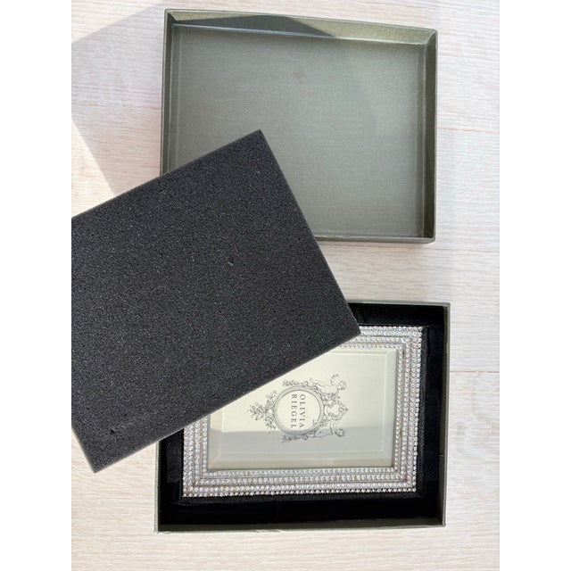 Metal Olivia Riegel Strass Crystal Rhinestone Silver Picture Frame in Box, 5x7 For Sale - Image 7 of 7