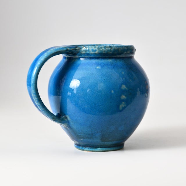 Modern Danish Blue Glazed Ceramic Jug from Kahler, 1960s For Sale - Image 3 of 11