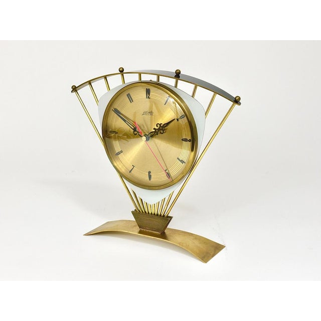 Mid-Century Atlanta Sunburst Brass Clock, 1950s For Sale - Image 4 of 18