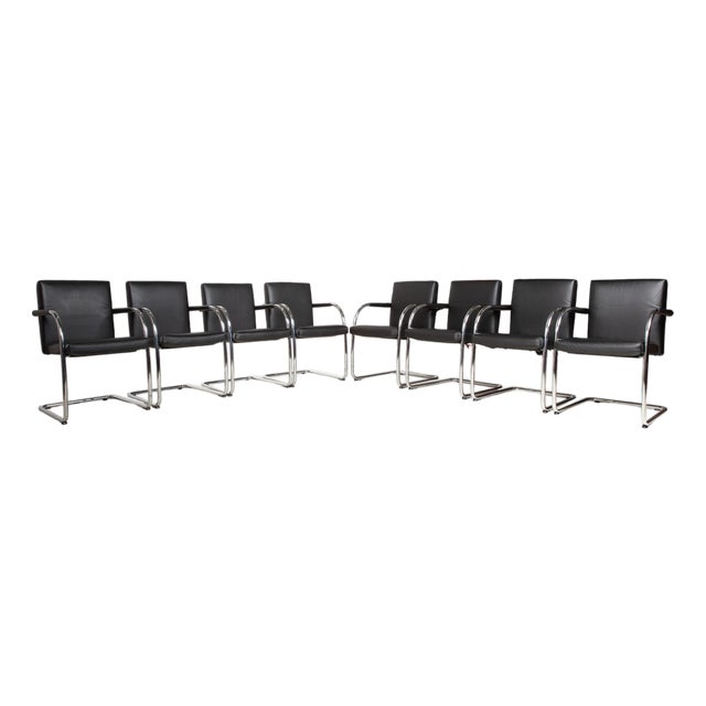 Visasoft Leather Black Cantilever Office Chairs by Vitra, Set of 8 For Sale