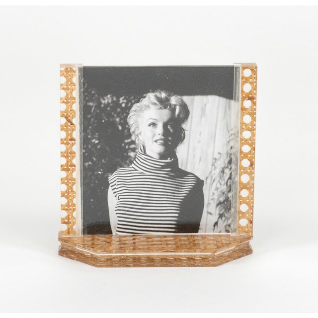 1970s Mid-Century Modern Acrylic and Rattan Picture Frames from Christian Dior, 1970s, Set of 2 For Sale - Image 5 of 14
