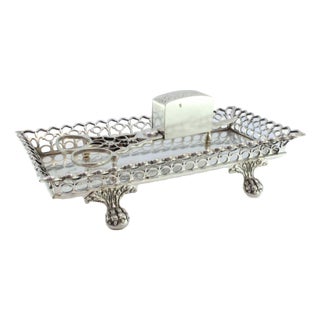 Silver Morrões Tray and Scissors with Rack Supported Four Claw-Shaped Feet and Scissors with Cutouts and Reliefs, Set of 2 For Sale