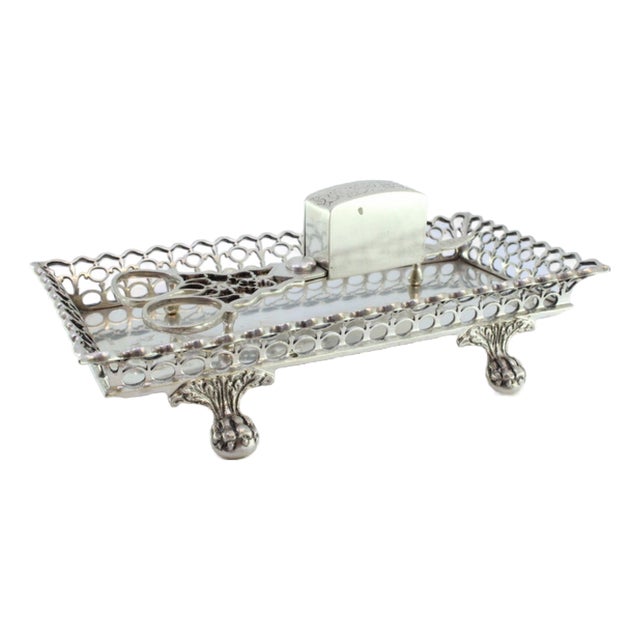 Silver Morrões Tray and Scissors with Rack Supported Four Claw-Shaped Feet and Scissors with Cutouts and Reliefs, Set of 2 For Sale