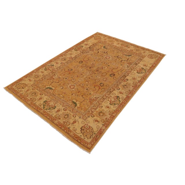 1980s Semi-Vintage Distressed Low-Pile Gold/Tan Wool Rug - 8'9 X 11'8 ...