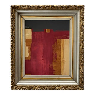 “Desire” Black Abstract Art in Vintage Frame, Transitional Living Room Art by JTS For Sale