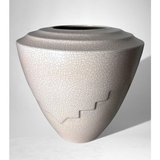 Ceramic Art Deco French Craquelé White Ceramic Vase For Sale - Image 7 of 18