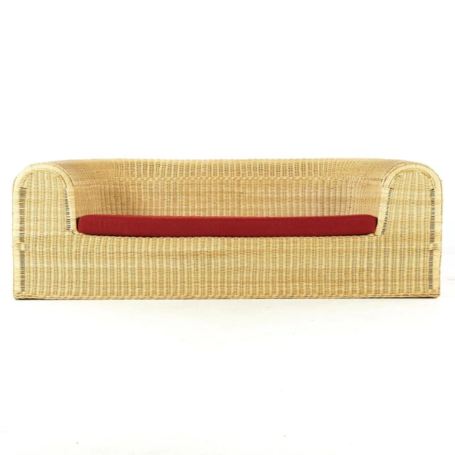 Eero Aarnio Mid Century Rattan Sofa This sofa measures: 76 wide x 32 deep x 24.5 inches high, with a seat height of 14.5...