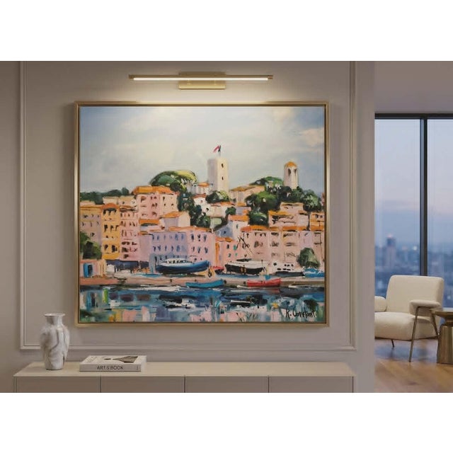 René Constant, Saint-Tropez, The Port, 20th Century, Acrylic Painting on Canvas For Sale - Image 4 of 5
