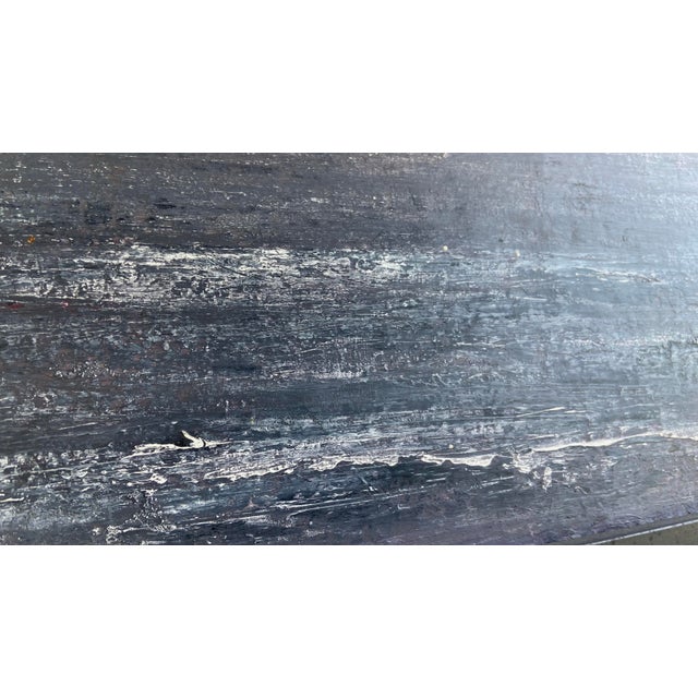 Industrial Met and Moma Museum Collected Artist Yuri Kuper Seascape Painting Vintage Brutalist Minimalist Dark Modern For Sale - Image 3 of 9