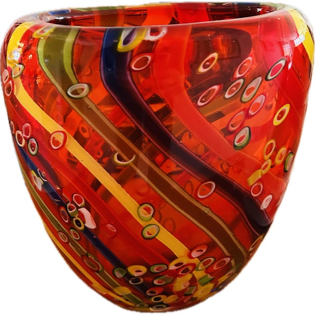 Murano Murano Millefiori Glass Vase For Sale - Image 4 of 6