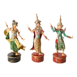 1970s Lee Menichetti Thailand Dance Costumed Sculptures- Set of 3