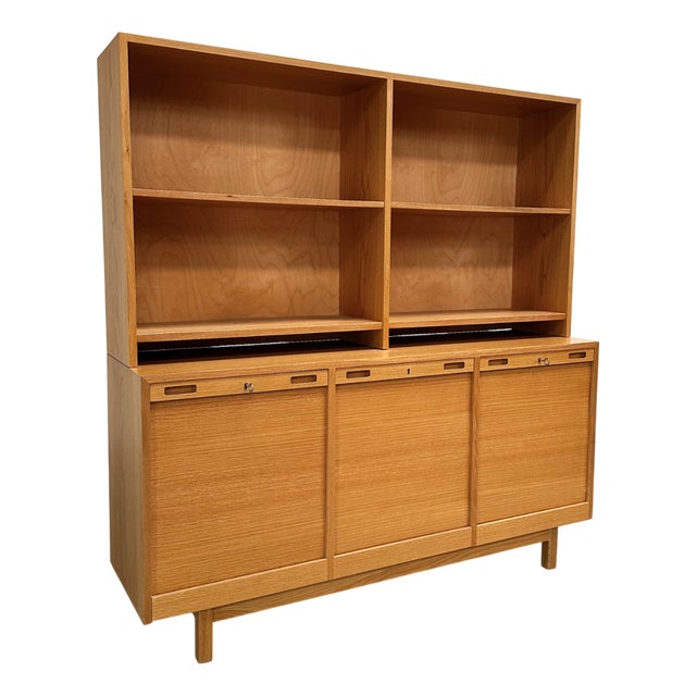 Vintage Scandinavian Cabinet with Tambour Doors, 1960s, Set of 2 For Sale