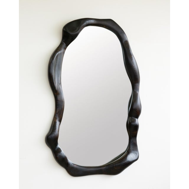 Not Yet Made - Made To Order Organic Shaped Charred Red Oak Wall Mirror by Alexander Knysch For Sale - Image 5 of 10