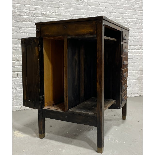 Antique Industrial Wooden Workbench Cabinet, C. 1920’s For Sale - Image 10 of 14