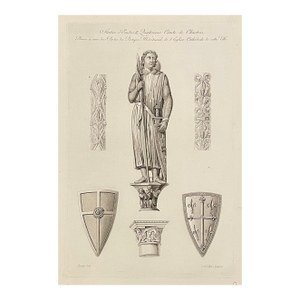Antique Chartre Cathedral Sculpture French Engraving