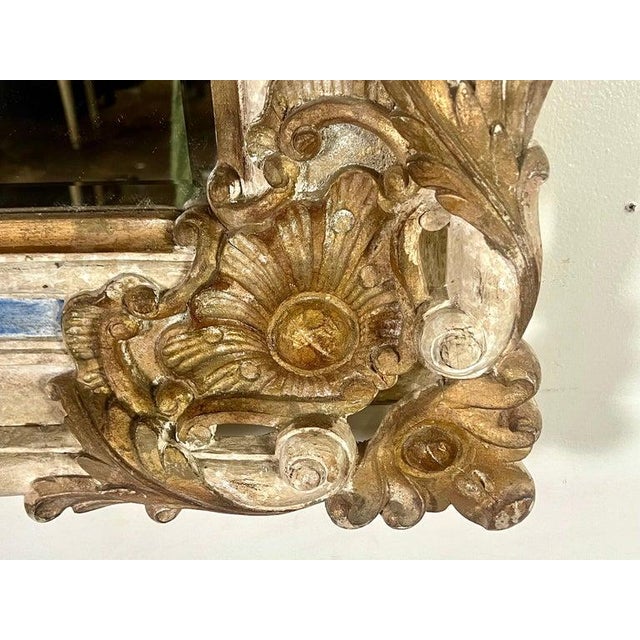 Monumental French Baroque Style Painted & Parcel Gilt Mirror C. 1940's For Sale - Image 10 of 12