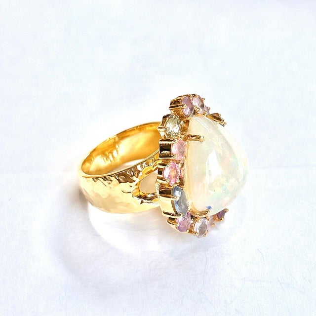 Bochic "Orient" Opal & Fancy Multi Color Pastel Sapphires In 18K Gold & Silver For Sale - Image 11 of 18