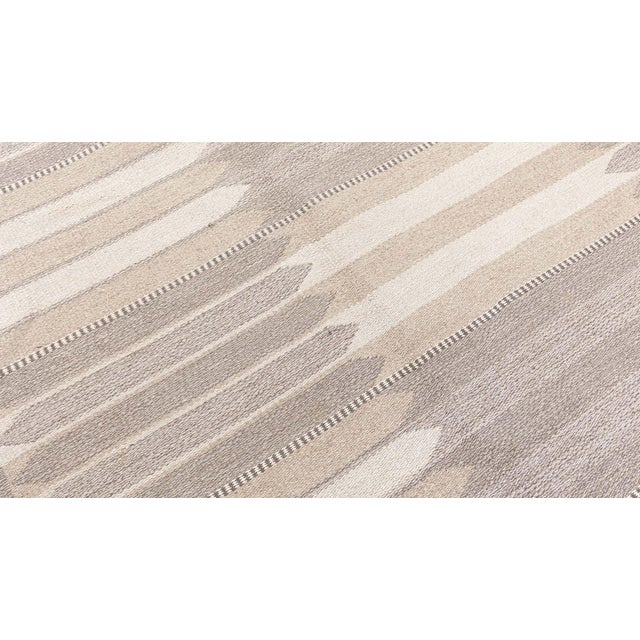 Doris Leslie Blau Swedish Mid-Century Striped Beige Flatweave Rug Double Sided For Sale - Image 9 of 9