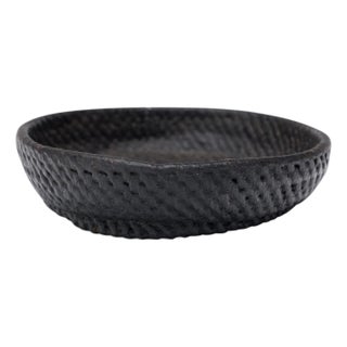 Chinese Black Lacquer Woven Plate, C. 1900 For Sale