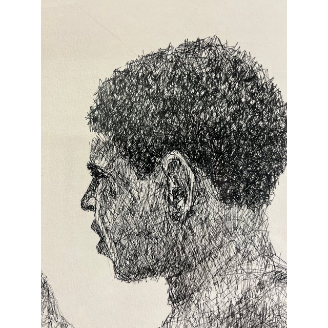 Mid 20th Century Vintage Pen and Ink Beach Scene Bill Cantwell For Sale - Image 5 of 8